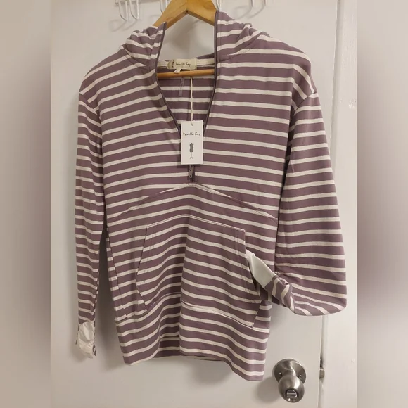 Vanilla Bay Brown and White Striped Hoodie - Picture 5 of 7